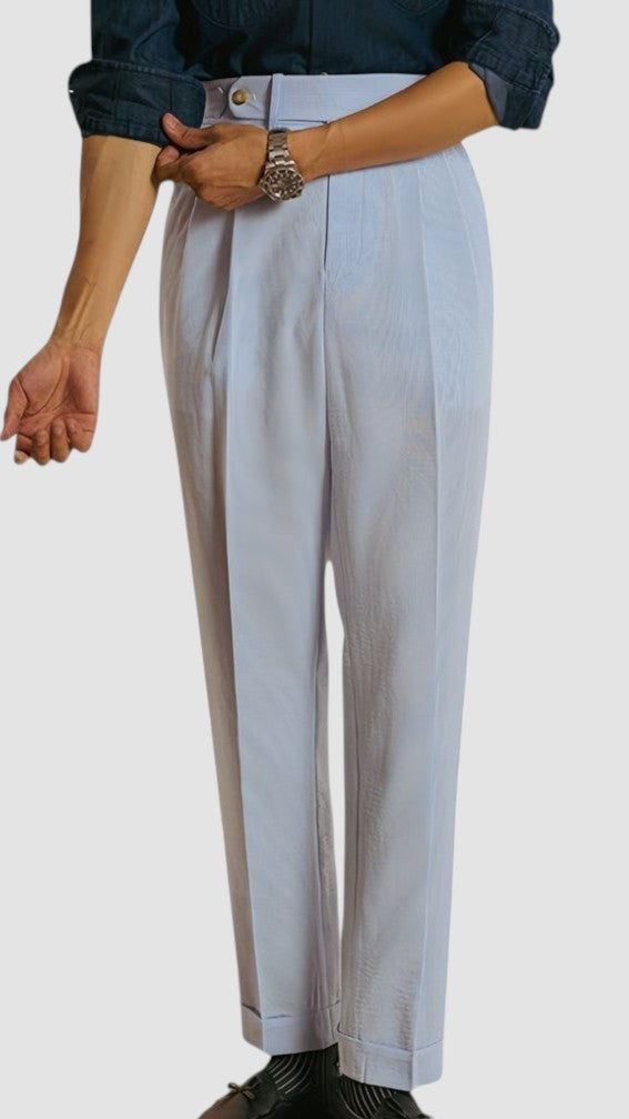 Men's Loose High-Waisted Pleated Trousers