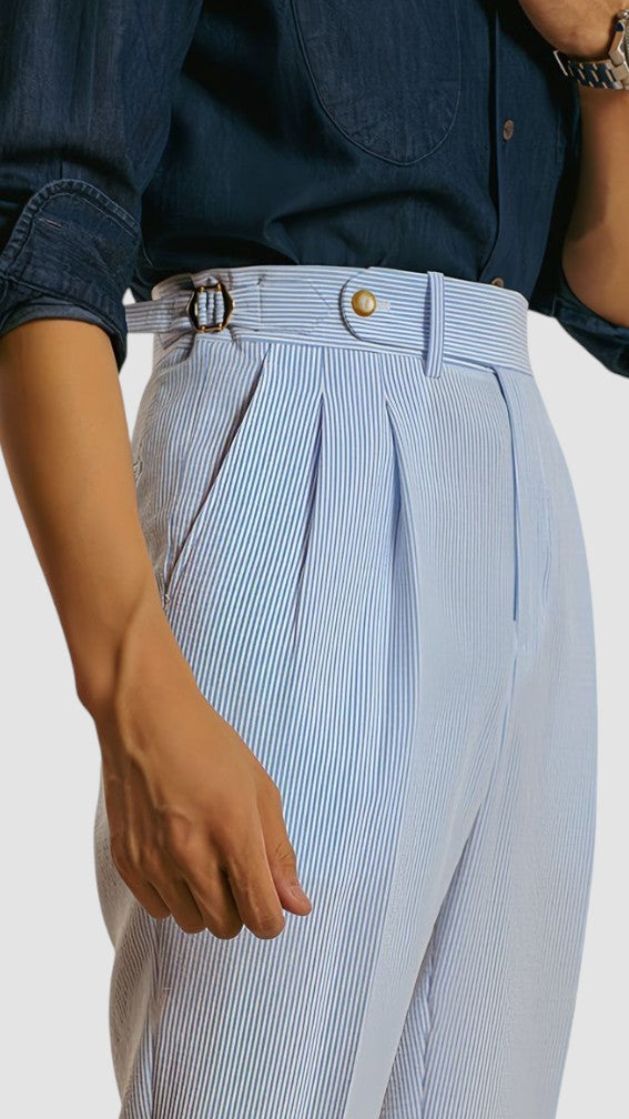 Men's Loose High-Waisted Pleated Trousers