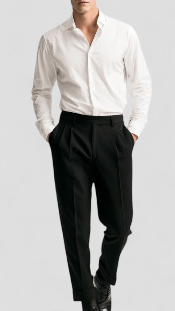 Men's High Waisted Pleated Trousers