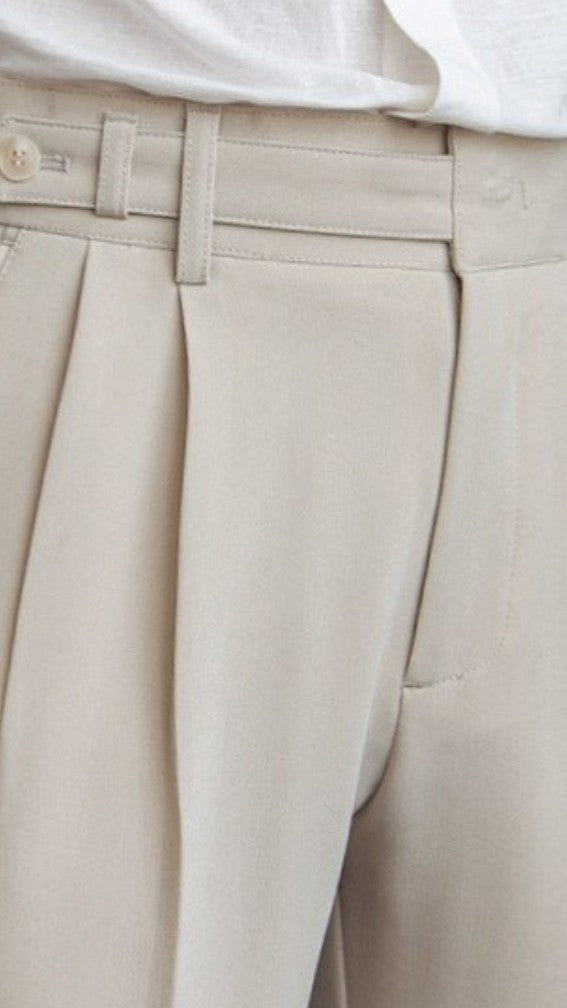 Men's High Waisted Pleated Trousers