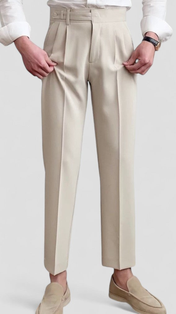Men's High Waisted Pleated Trousers